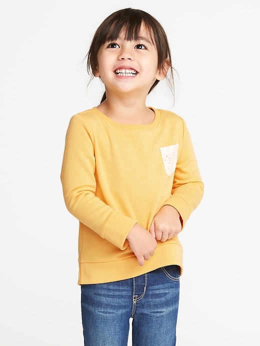 View large product image 1 of 4. Eyelet-Pocket French Terry Sweatshirt for Toddler Girls
