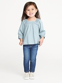 View large product image 3 of 4. Chambray Square-Neck Top for Toddler Girls