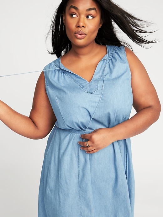 Image number 4 showing, Plus-Size Tie-Neck Swing Dress