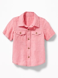 View large product image 4 of 4. Double-Pocket Linen-Blend Shirt for Toddler Boys