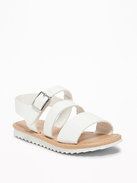 View large product image 1 of 4. Wide-Strappy Faux-Leather Sandals for Toddler Girls