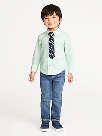 View large product image 3 of 4. Oxford Dress Shirt & Tie Set for Toddler Boys