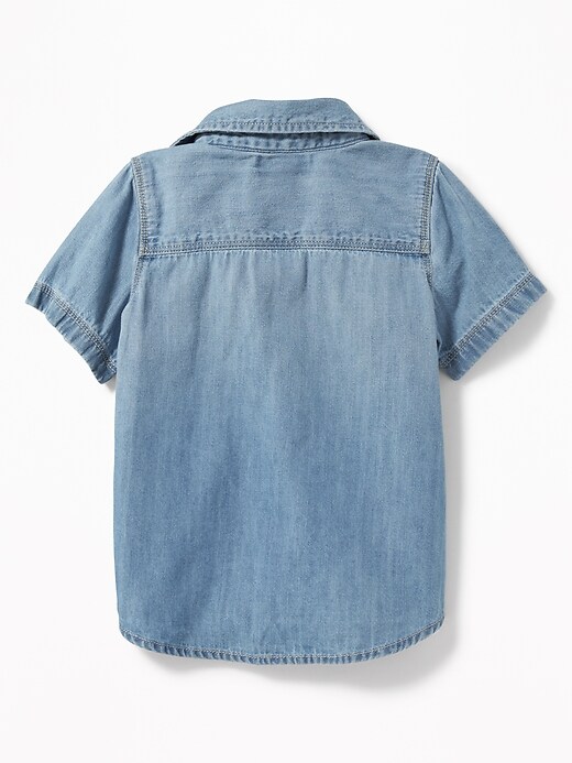 View large product image 2 of 4. Denim Utility Shirt for Toddler Boys