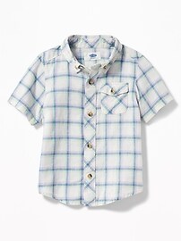 View large product image 4 of 4. Plaid Linen-Blend Shirt for Toddler Boys