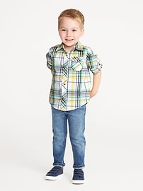 View large product image 3 of 4. Built-In Flex Roll-Sleeve Shirt for Toddler Boys