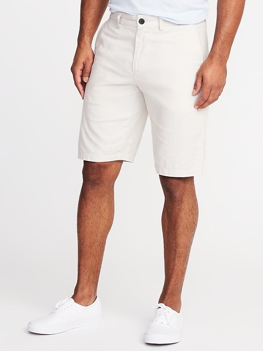 View large product image 1 of 1. Slim Ultimate Built-In Flex Linen-Blend Shorts for Men - 10-inch inseam