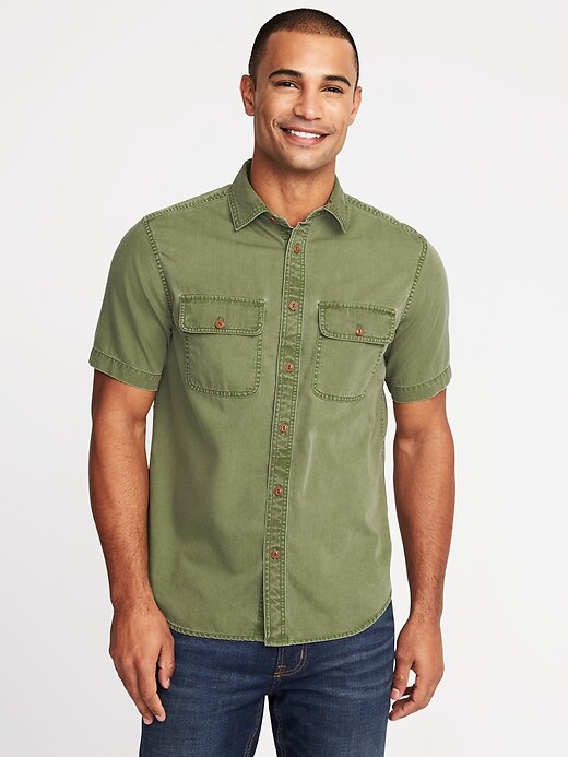 View large product image 1 of 1. Regular-Fit Garment-Dyed Utility Shirt