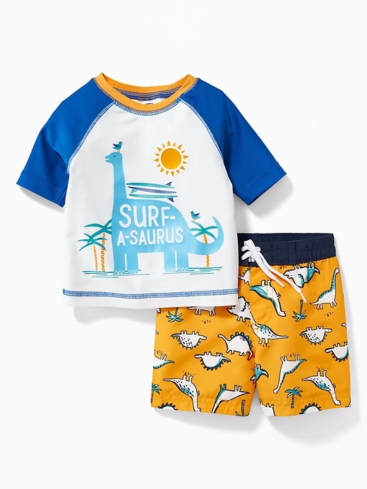 View large product image 1 of 2. Graphic Rashguard & Swim Trunks Set for Baby