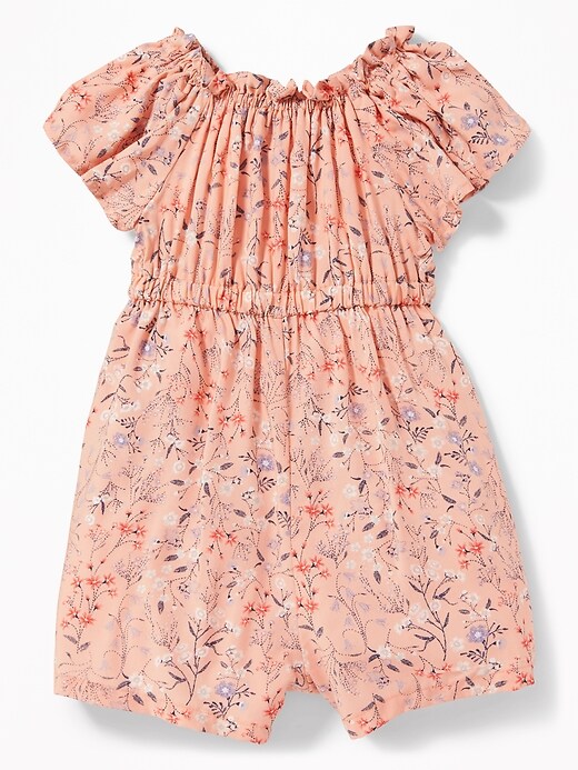 View large product image 2 of 3. Ruffled Floral-Print Romper for Toddler Girls