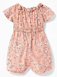 View large product image 3 of 3. Ruffled Floral-Print Romper for Toddler Girls