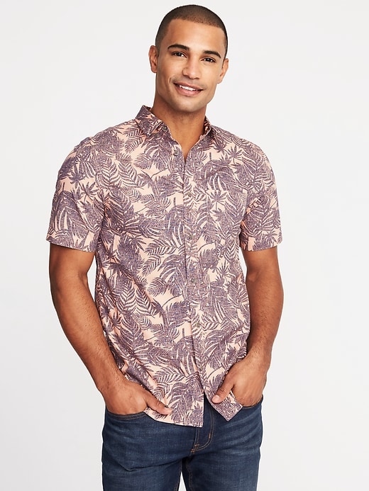 View large product image 1 of 2. Slim-Fit Built-In Flex Botanical-Print Classic Shirt