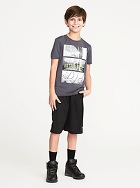 View large product image 3 of 3. Mesh Printed Side-Panel Basketball Shorts For Boys