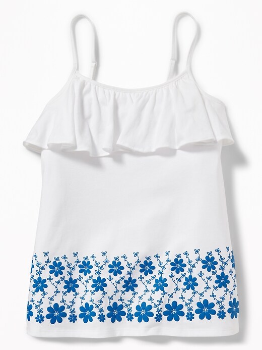 View large product image 1 of 3. Ruffle-Yoke A-Line Floral Cami for Girls