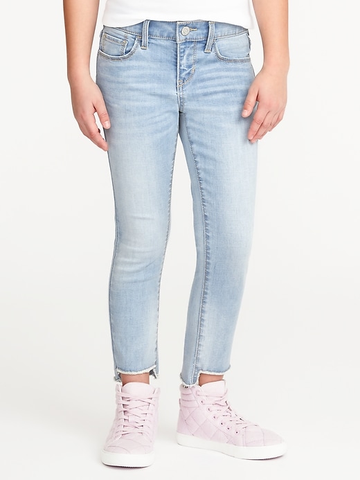 View large product image 1 of 3. Step-Hem Skinny Ankle Jeans for Girls