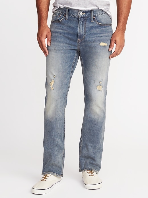 View large product image 1 of 2. Distressed Built-In Flex Boot-Cut Jeans