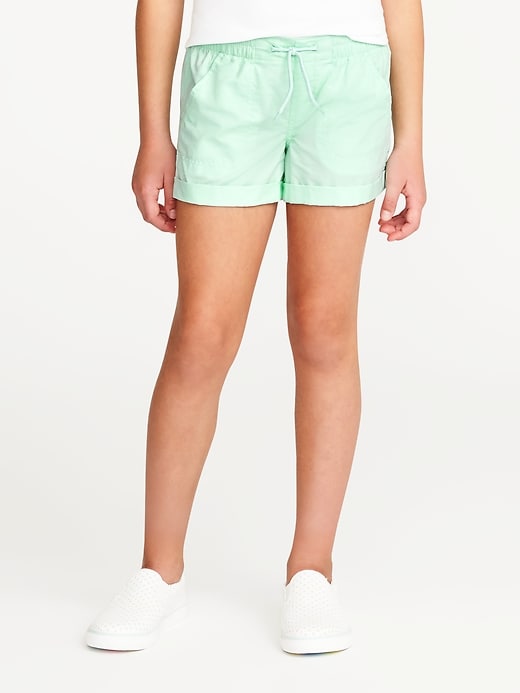 View large product image 1 of 1. Cuffed Pull-On Poplin Shorts For Girls