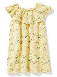 View large product image 3 of 3. Ruffle-Neck Floral-Print Dress for Toddler Girls