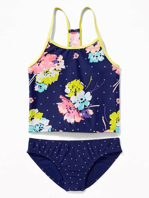 View large product image 1 of 1. Mixed-Print Tankini for Girls