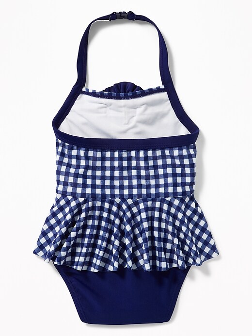 View large product image 2 of 2. Rosette Peplum Halter Swimsuit for Toddler Girls