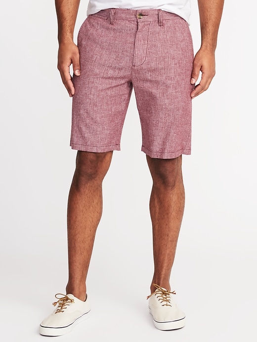 View large product image 1 of 1. Slim Ultimate Built-In Flex Linen-Blend Shorts - 10-inch inseam