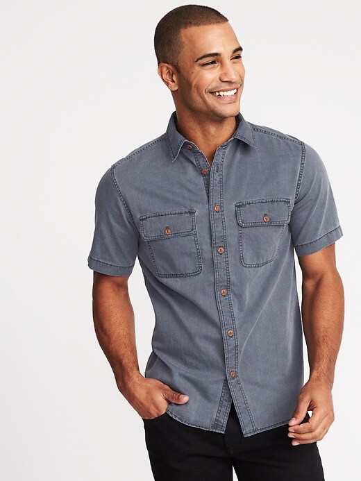 Image number 1 showing, Slim-Fit Garment-Dyed Utility Shirt