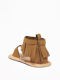 View large product image 3 of 4. Sueded Fringe Gladiator Sandals for Baby