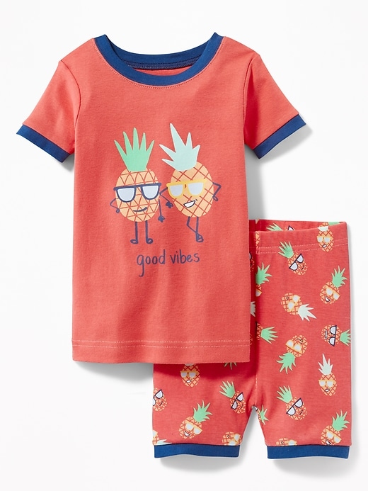 View large product image 1 of 1. "Good Vibes" Pineapple Sleep Set for Toddler Boys & Baby