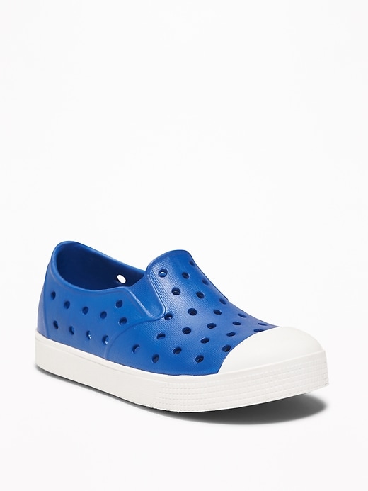 View large product image 1 of 4. Perforated Pop-Color Slip-Ons For Toddler Boys