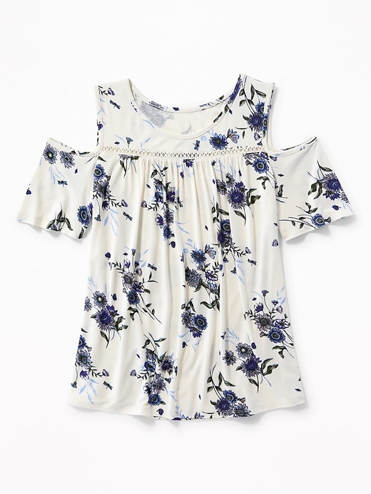View large product image 1 of 1. Printed Cold-Shoulder Top for Girls