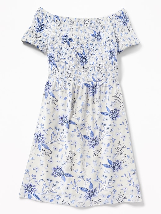 View large product image 1 of 1. Smocked Floral-Print Fit & Flare Dress for Girls
