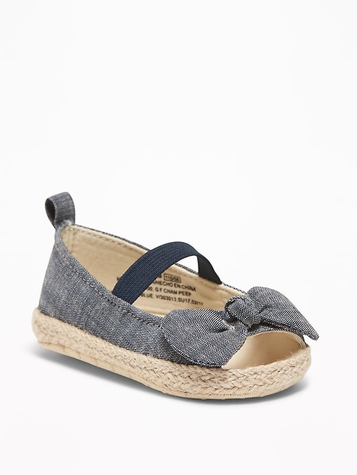 View large product image 1 of 4. Chambray Peep-Toe Espadrilles for Baby