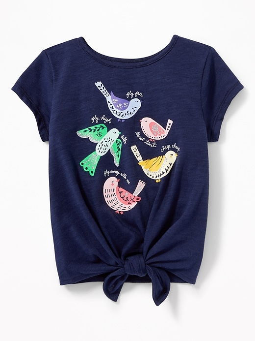 View large product image 1 of 2. Graphic Tie-Hem Tee for Toddler Girls