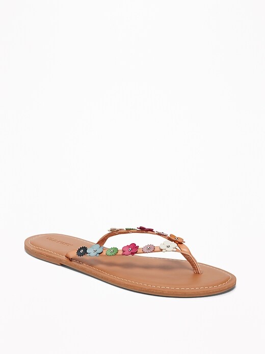 Image number 1 showing, Flower-Applique Capri Sandals for Women