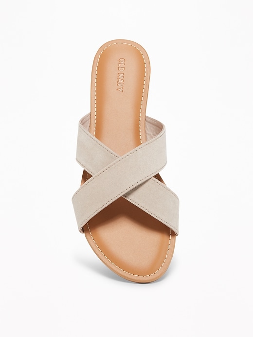 Image number 3 showing, Sueded Cross-Strap Slide Sandals for Women