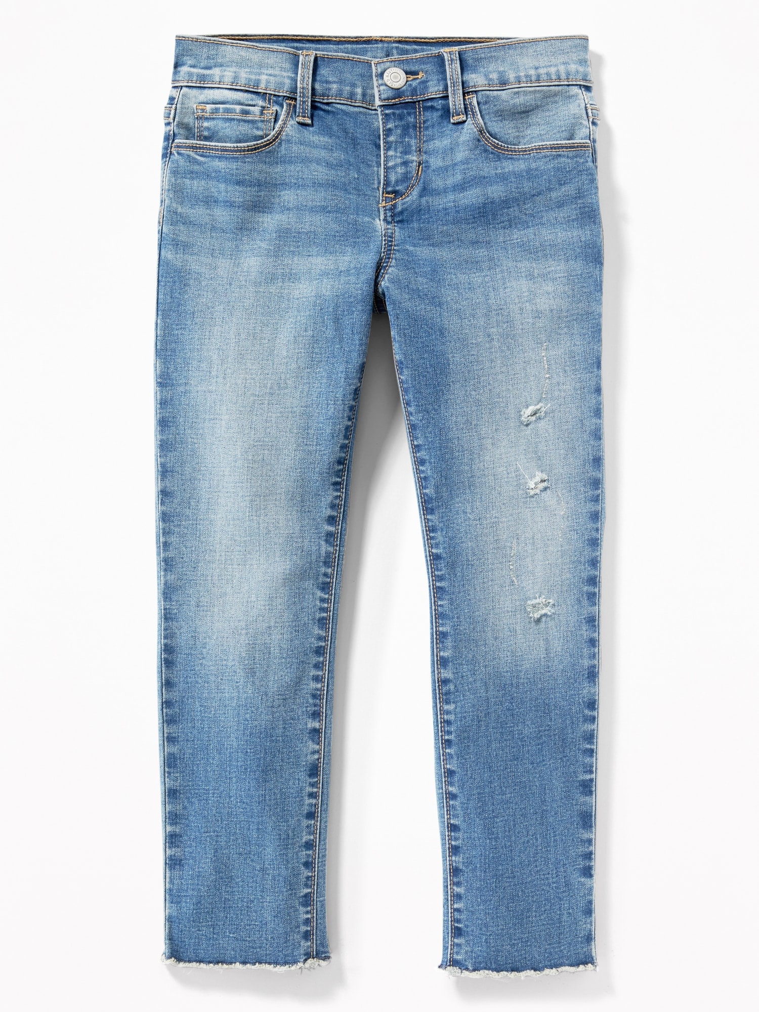 Distressed Raw-Edge Skinny Ankle Jeans for Girls | Old Navy