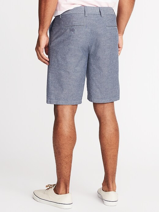 View large product image 2 of 2. Slim Ultimate Built-In Flex Chambray Shorts - 10-inch inseam