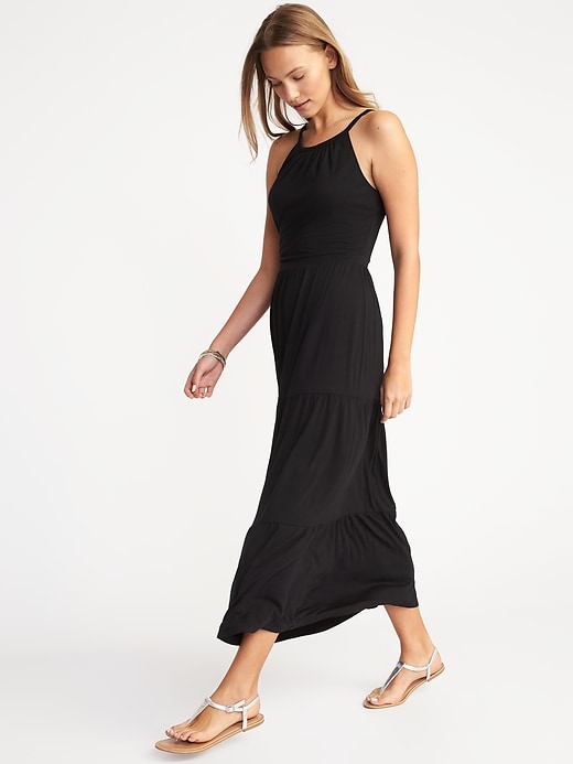 View large product image 1 of 1. High-Neck Waist-Defined Maxi Dress for Women