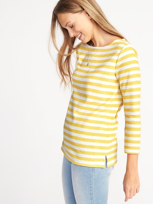 View large product image 1 of 1. Relaxed Mariner-Stripe French-Terry Top for Women