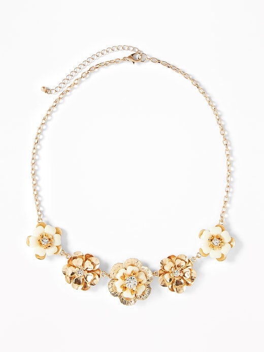 View large product image 1 of 2. Floral-Cluster Statement Necklace for Women