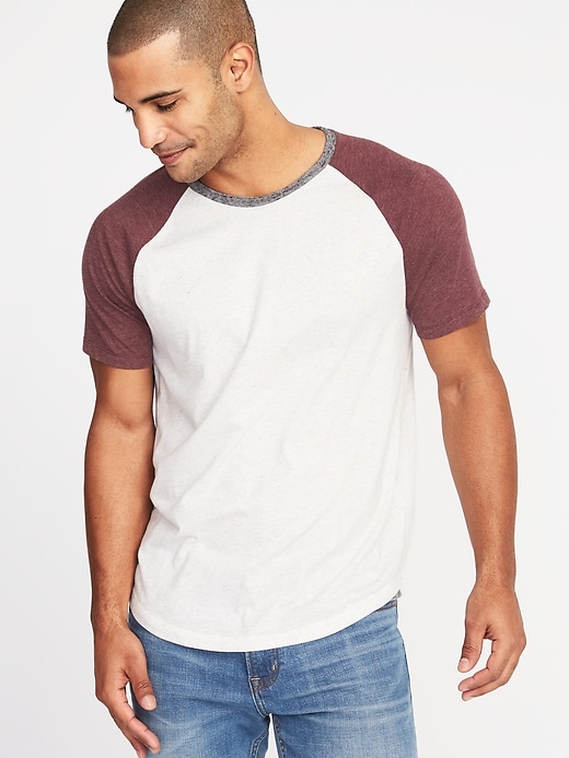 Soft-Washed Color-Blocked Raglan-Sleeve Tee for Men