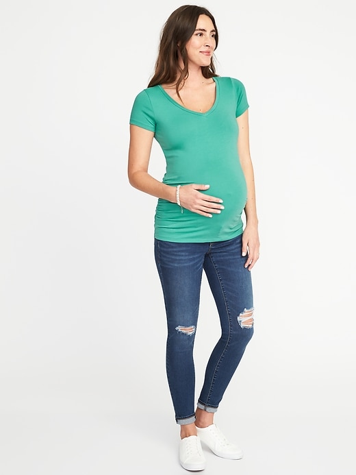 Image number 3 showing, Maternity Fitted V-Neck Tee