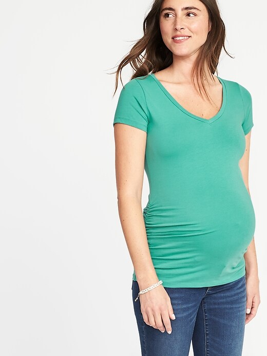 Image number 4 showing, Maternity Fitted V-Neck Tee