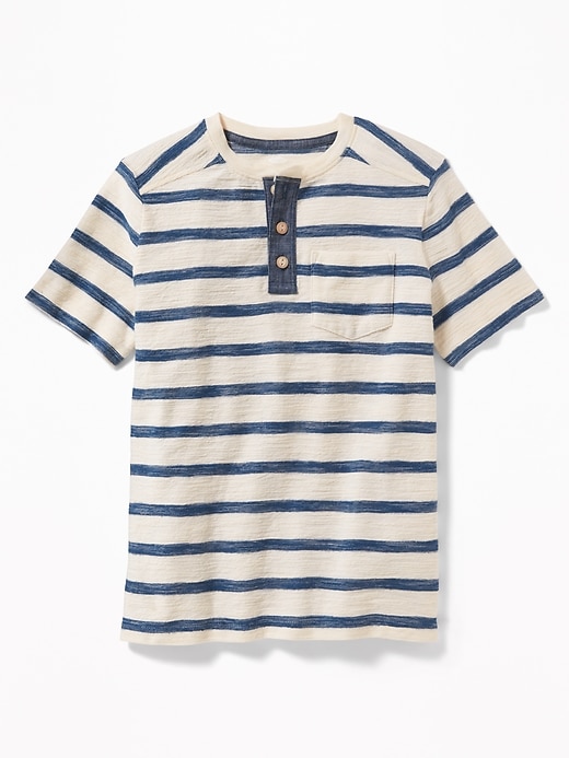 View large product image 1 of 1. Striped Textured-Jacquard Henley For Boys