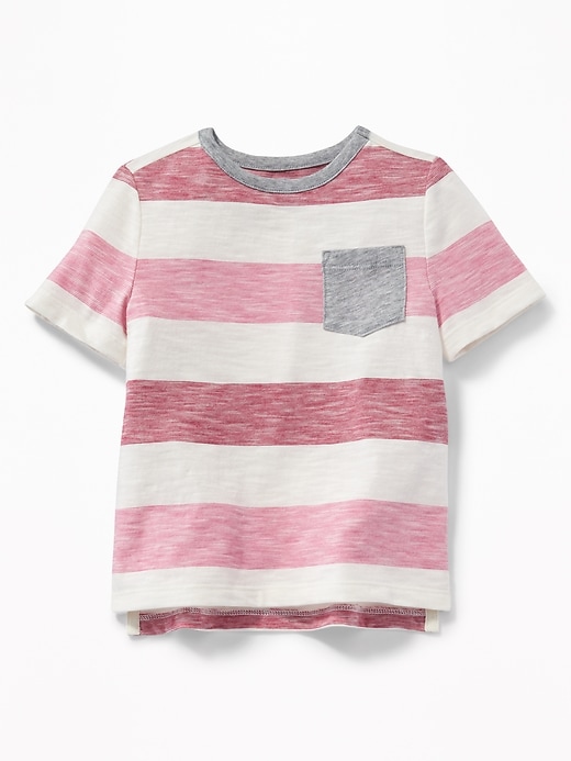 View large product image 1 of 1. Striped Slub-Knit Pocket Tee for Toddler Boys