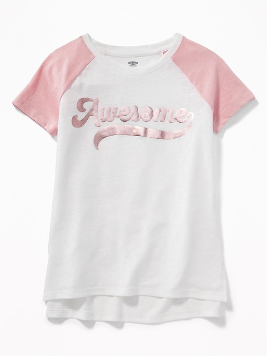 View large product image 1 of 1. Graphic Linen-Blend Baseball Tee for Girls
