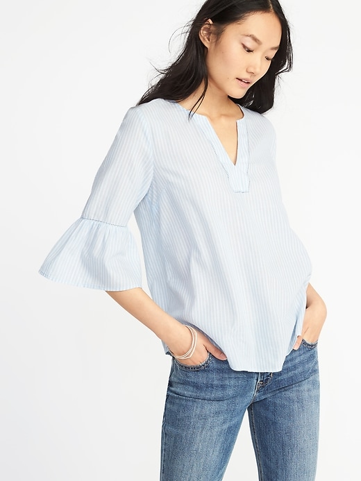 Image number 1 showing, Relaxed Bell-Sleeve Blouse for Women