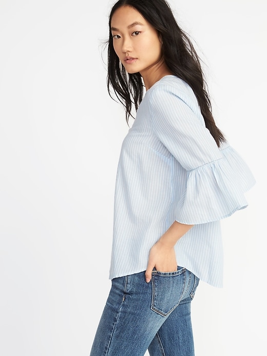 Image number 4 showing, Relaxed Bell-Sleeve Blouse for Women
