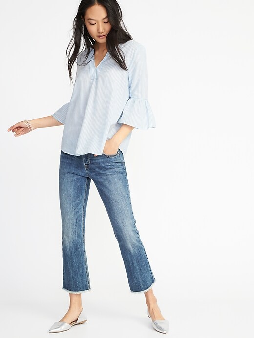 Image number 3 showing, Relaxed Bell-Sleeve Blouse for Women
