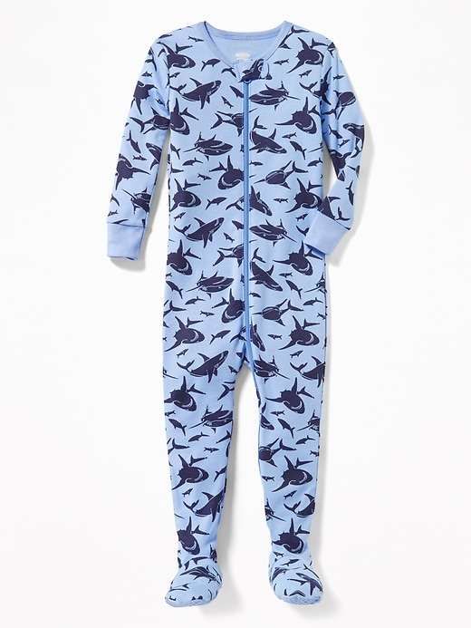View large product image 1 of 1. Shark-Print Footed Sleeper for Toddler & Baby