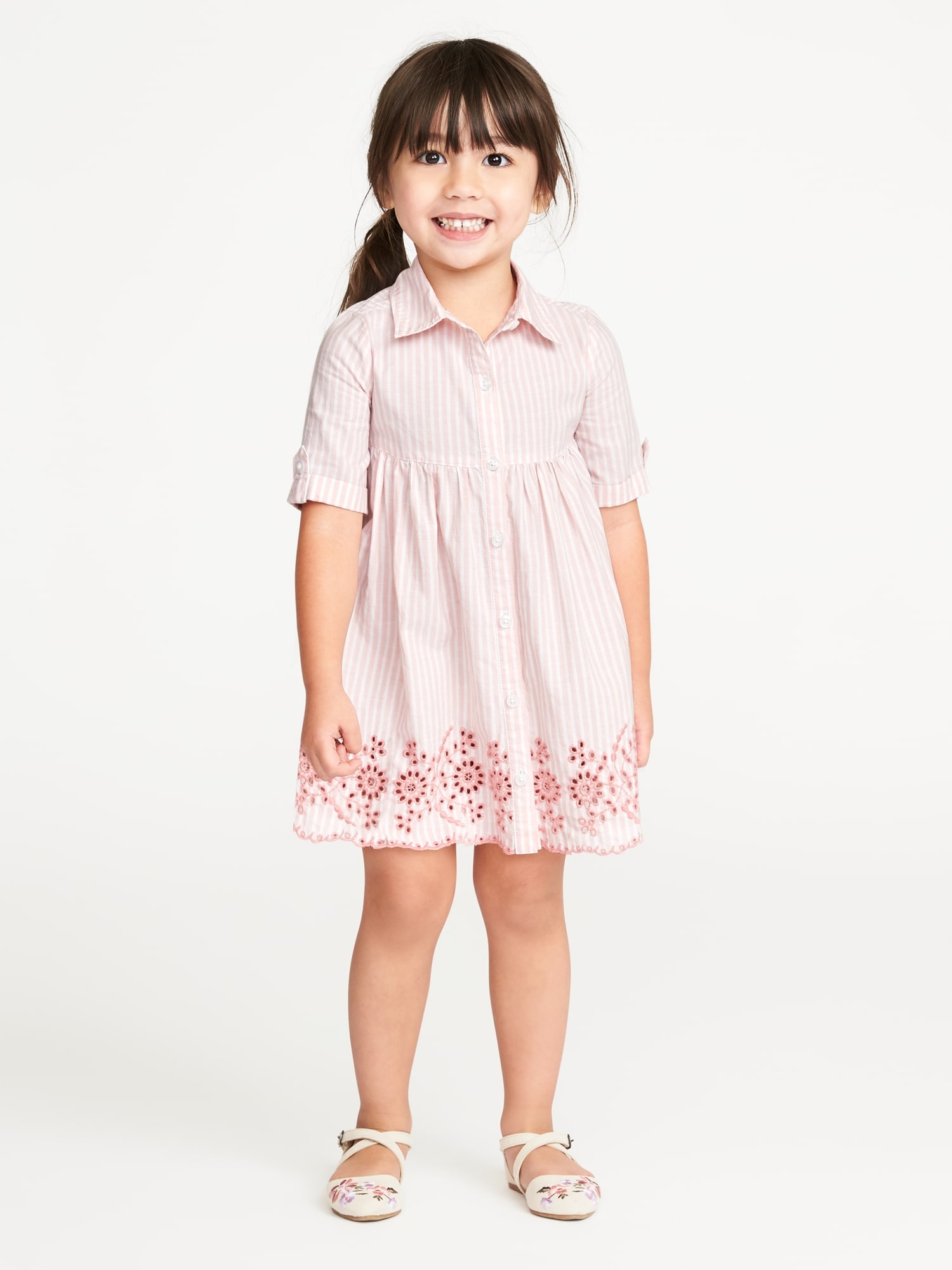Striped Eyelet Shirt Dress for Toddler Girls | Old Navy